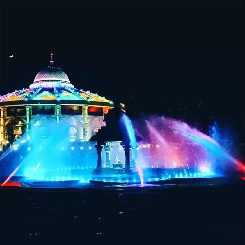 Chennai Gruji Temple Lotus Shape Music Dancing Water Fountain, India