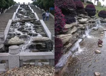 Teli Park Artificial Rock Cascade Waterfall Fountain, China