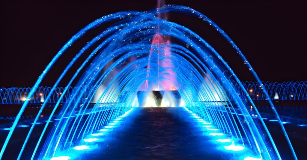 Construção do Projeto Fonte Musical no Tajiquistão 3 music fountain project